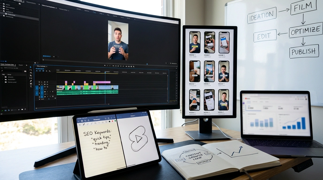 Video marketing blog category image with short-form content production workflow