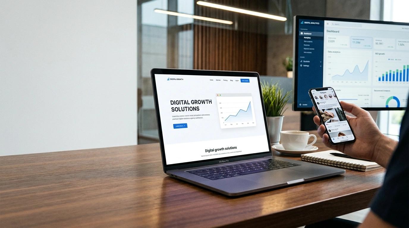 Modern creative technology workspace for ASFIT Solutions digital services