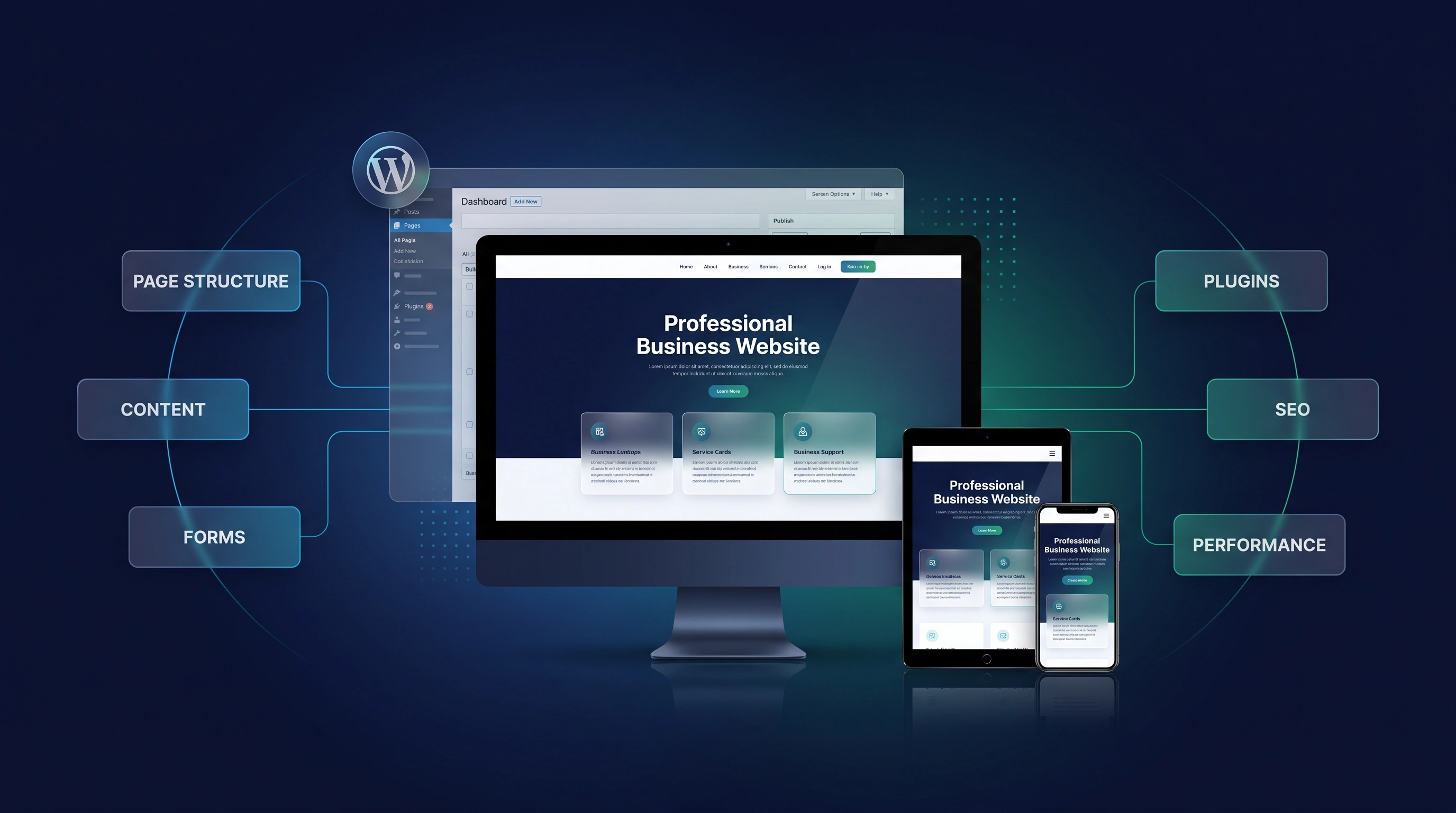 WordPress website development workflow from content editing to the published website