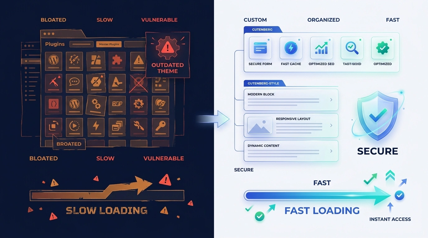 WordPress website challenges before and a clearer organized website approach after