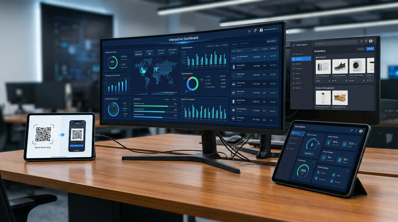 Modern digital solutions with dashboards apps and website interfaces